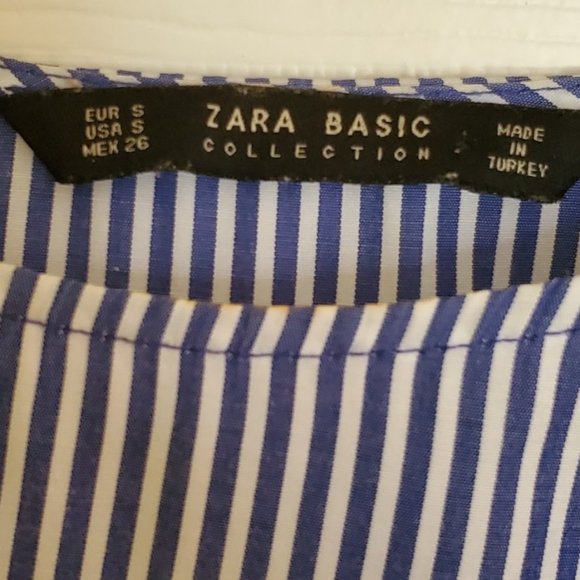 ZARA RUFFLED  SIDES STRIPED  BLOUSE ....EUC - Picture 2 of 6
